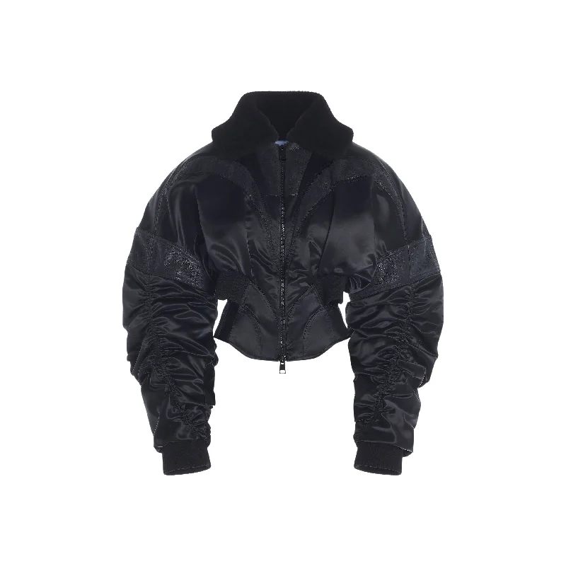 black corseted bomber jacket