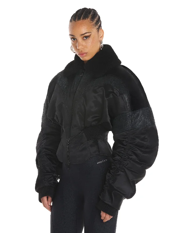 black corseted bomber jacket