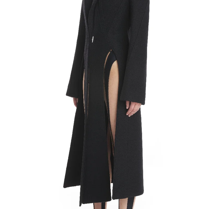 black cut-out coat