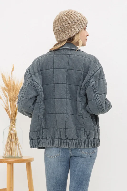 Blue B Garment Stone Wash Quilted Jacket