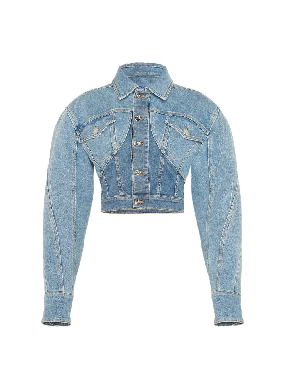 Blue cropped denim jacket