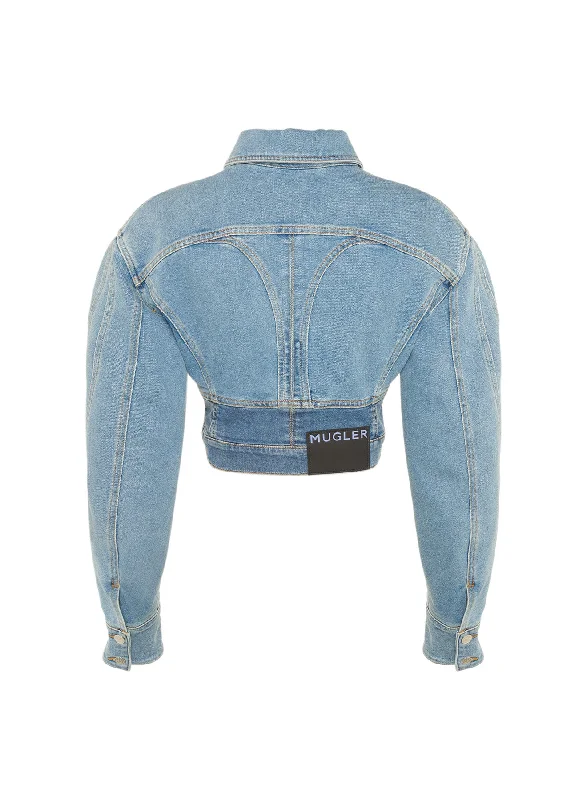 Blue cropped denim jacket