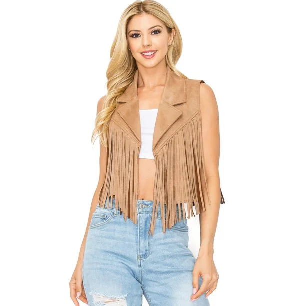 Collared Suede Fring Vest