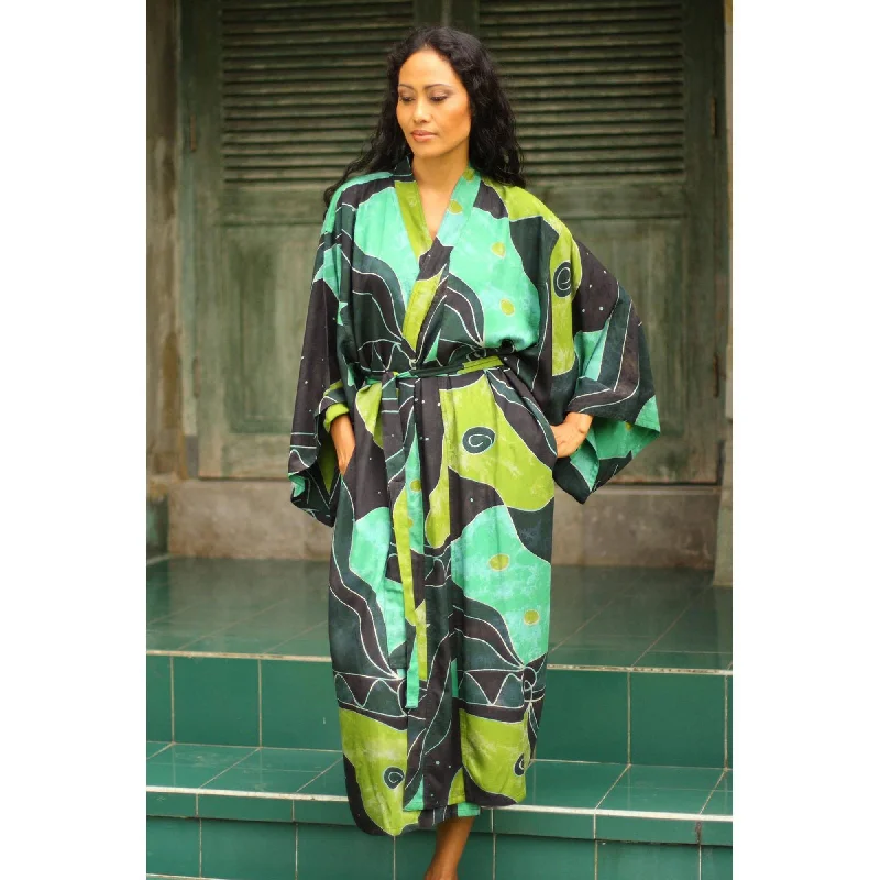 Green & Black Batik Robe