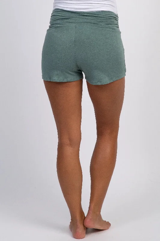 pinkblush-olive-green-ruched-side-maternity-lounge-shorts