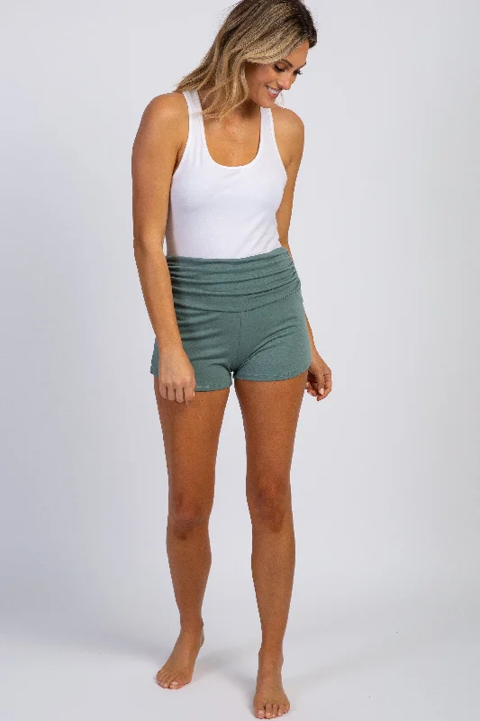 pinkblush-olive-green-ruched-side-maternity-lounge-shorts