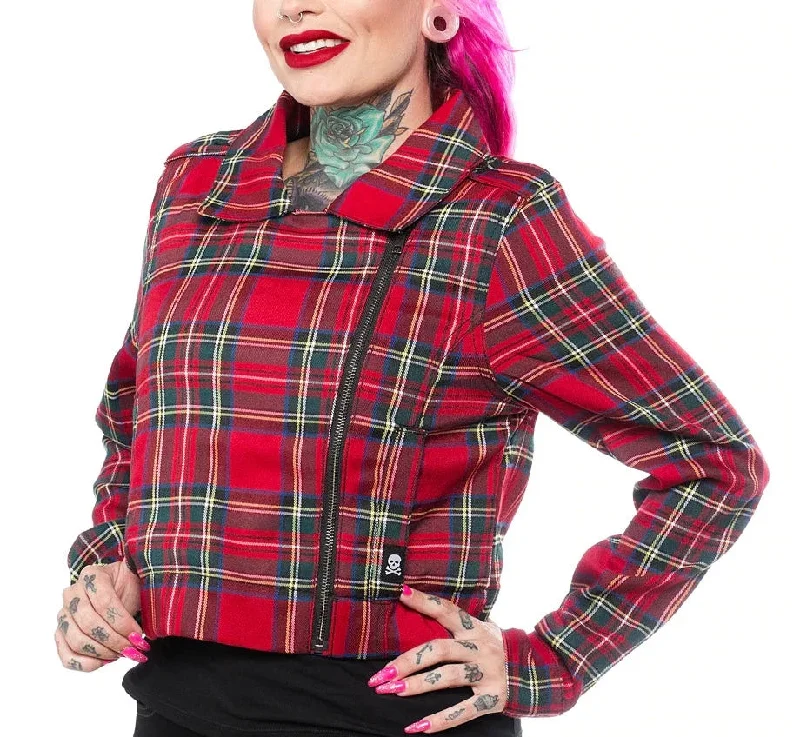 Red/Green Plaid Moto Jacket