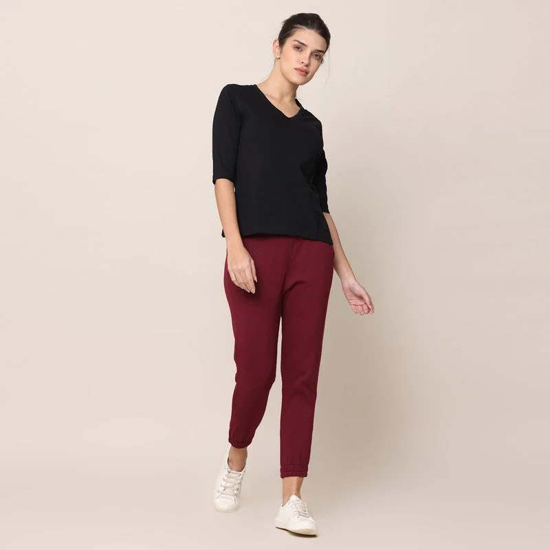 Organic Cotton Lounge Wear Set | Black & Maroon