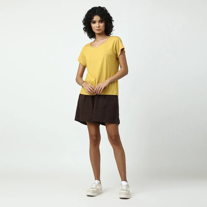 Organic Cotton Women Loungewear Set | Yellow & Brown