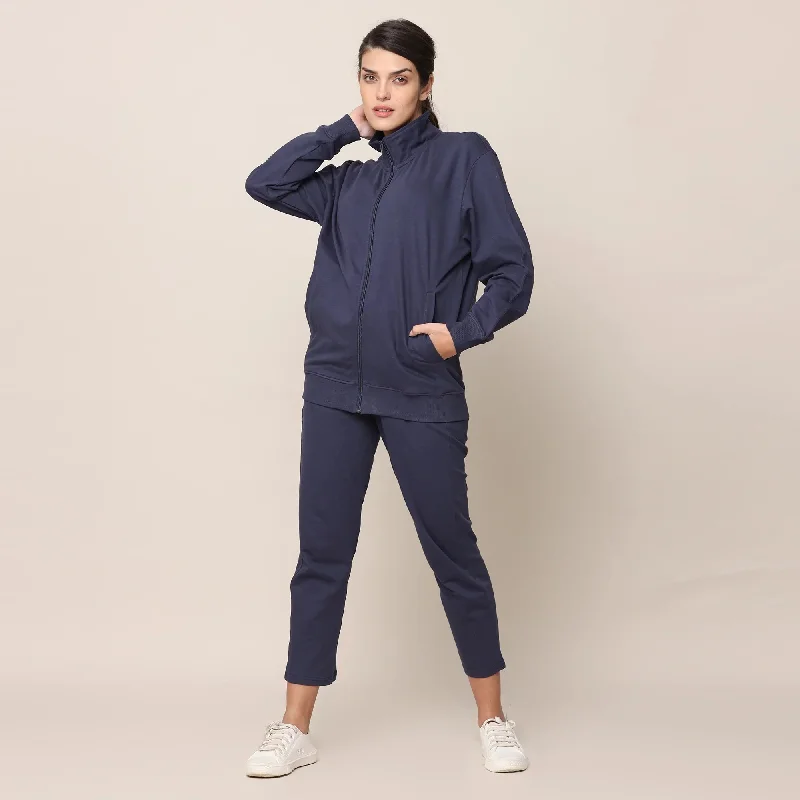 Organic Cotton Zipper Jacket | Unisex | Navy