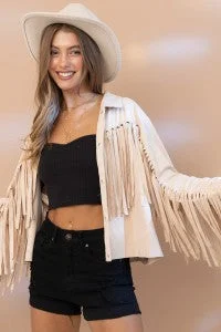 SUEDE EYELET FRINGE WESTERN JACKET