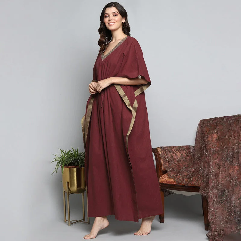 unidraa-cotton-kaftan-gold-zari-neck-tie-up-maroon-tkl027-151222