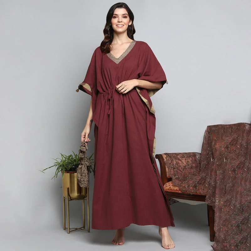 unidraa-cotton-kaftan-gold-zari-neck-tie-up-maroon-tkl027-151222