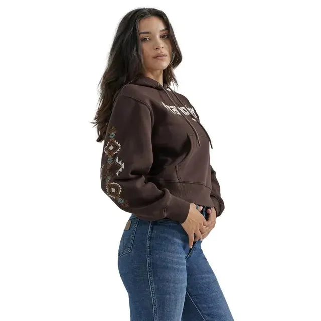 Wrangler Logo Hoodie in Dark Brown