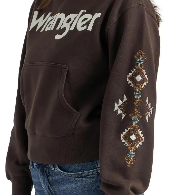 Wrangler Logo Hoodie in Dark Brown