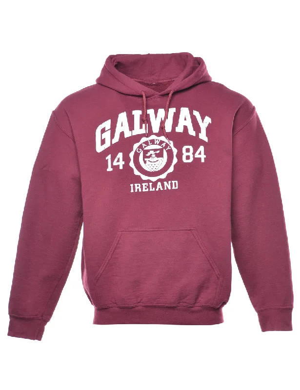 Calway Printed Burgundy & White Hoodie - M