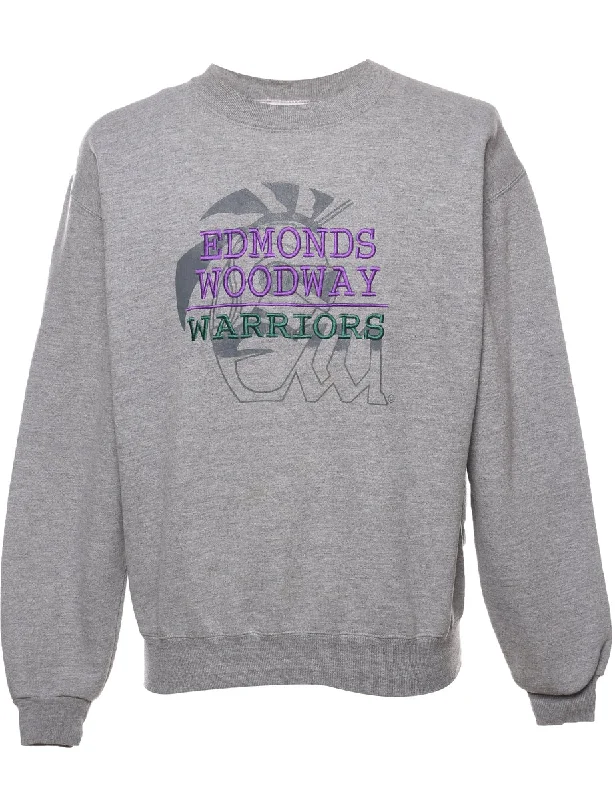 Edmonds Woodway Grey & Purple Embroidered Sweatshirt - M