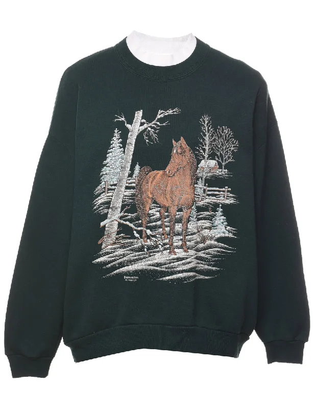 Horse Design 1990s Sweatshirt - M