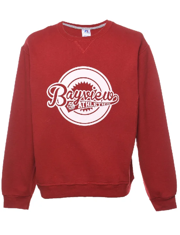 Maroon & White Athletics Printed Sweatshirt - M