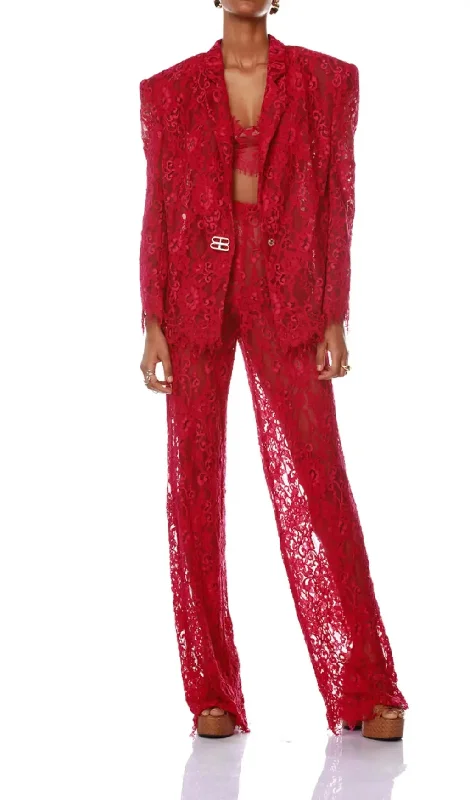 RED LACE JACKET SUIT