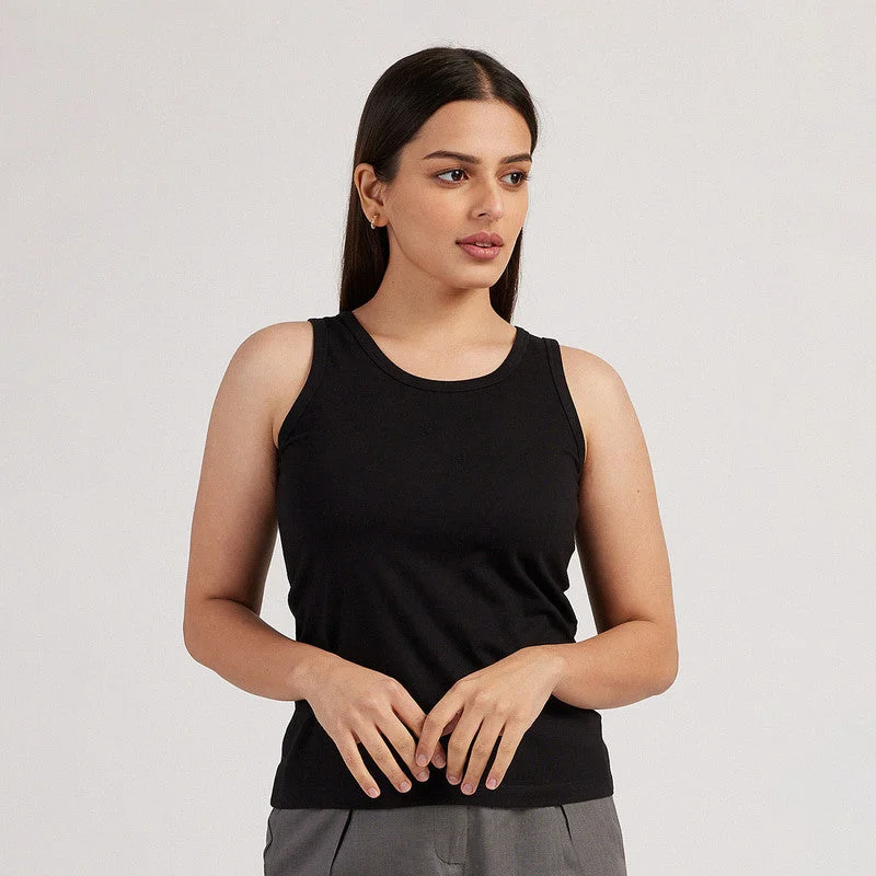 Cotton Tank Top for Women | Jet Black