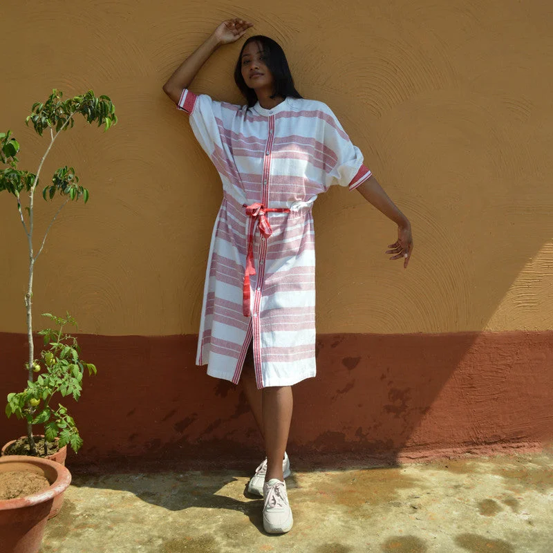 Cotton Kimono Dress | Red & White