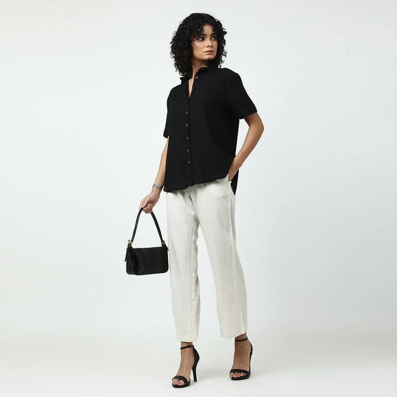 Linen Modal Women Co Ord Set | Black & Off-White