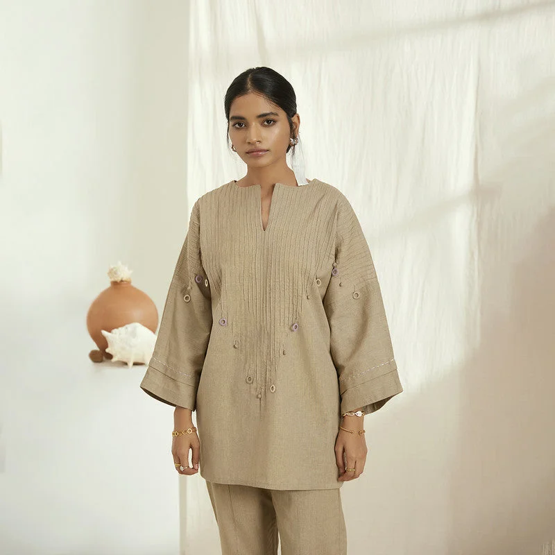 Womens Top | Linen Kurta Top | Beige