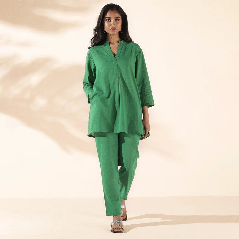 Cotton Co Ord Set for Women | Green | Relaxed Fit