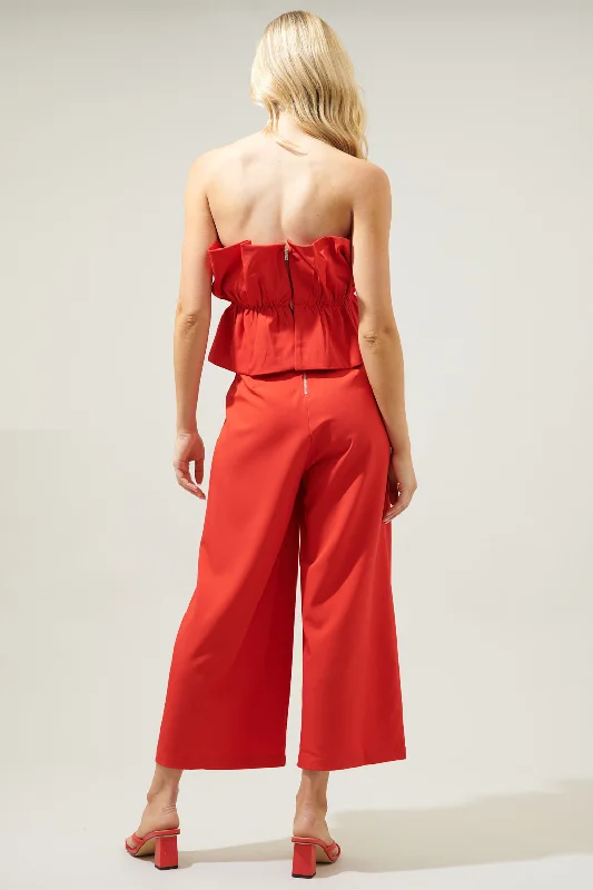 About Last Night Strapless Ruffle Jumpsuit