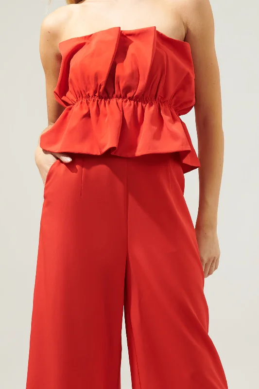 About Last Night Strapless Ruffle Jumpsuit