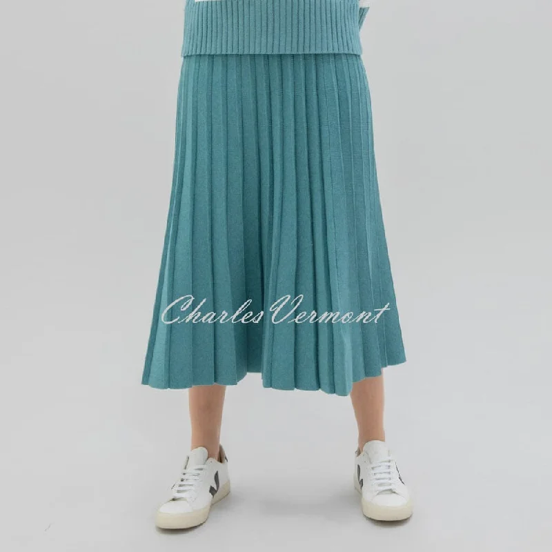 Marble Pleated Knit Skirt - Style 7176-223 (Sea Foam)