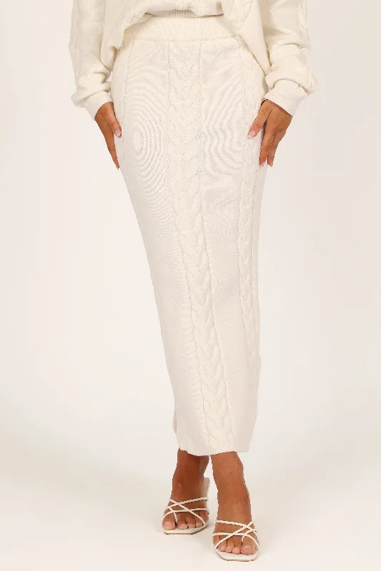 Aspen Cable Knit Skirt - White