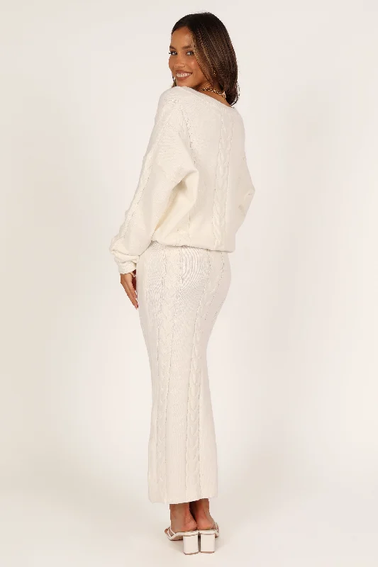 Aspen Cable Knit Skirt - White