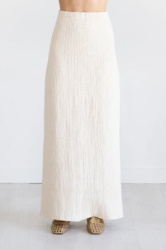 Boucle Knit Skirt, Ecru