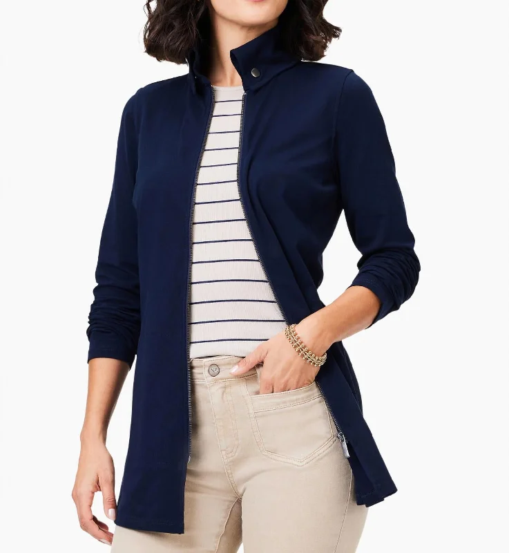 Pop In Perfect Knit Jacket In Dark Indigo