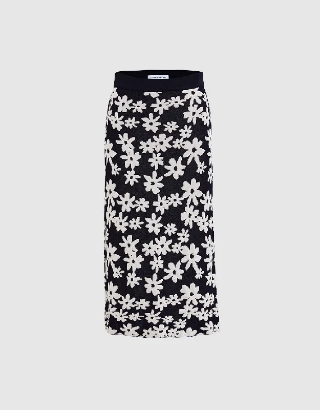 Floral Print Knit Skirt