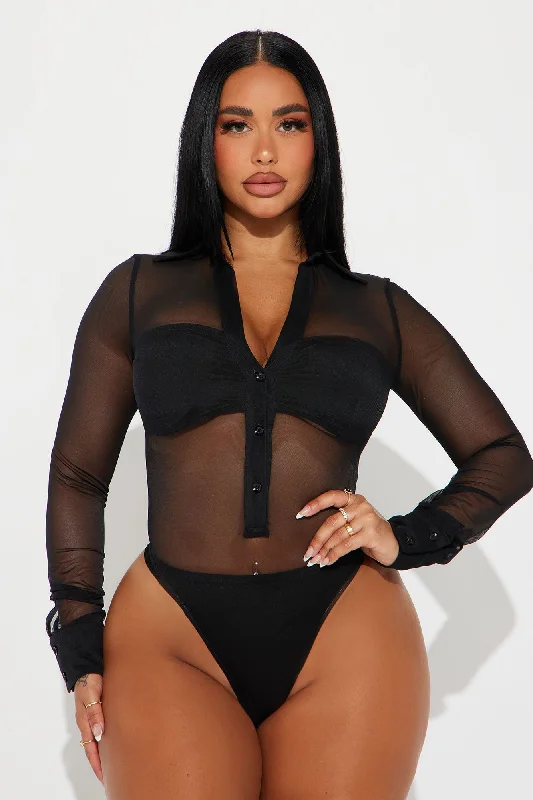 About The Business Mesh Bodysuit - Black