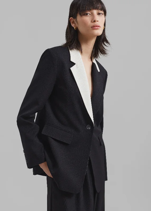 Amos Color Block Blazer - Black