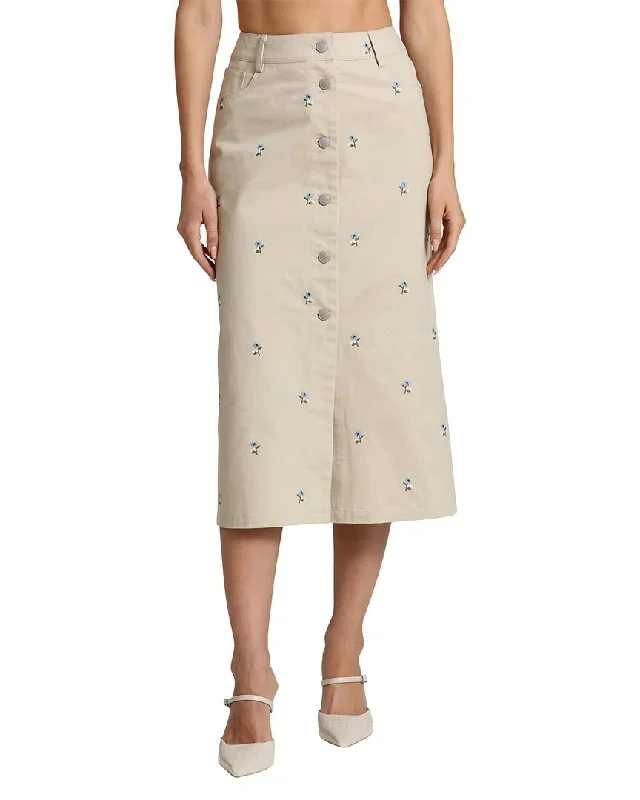 Avec Les Filles Button Front Midi Skirt