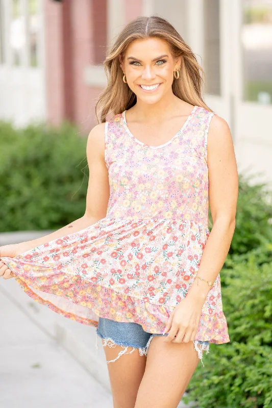 Floral Sleeveless Baby Doll Top Regular & Plus Sizes