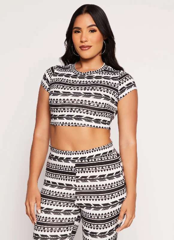 Aztec Print Crop Top