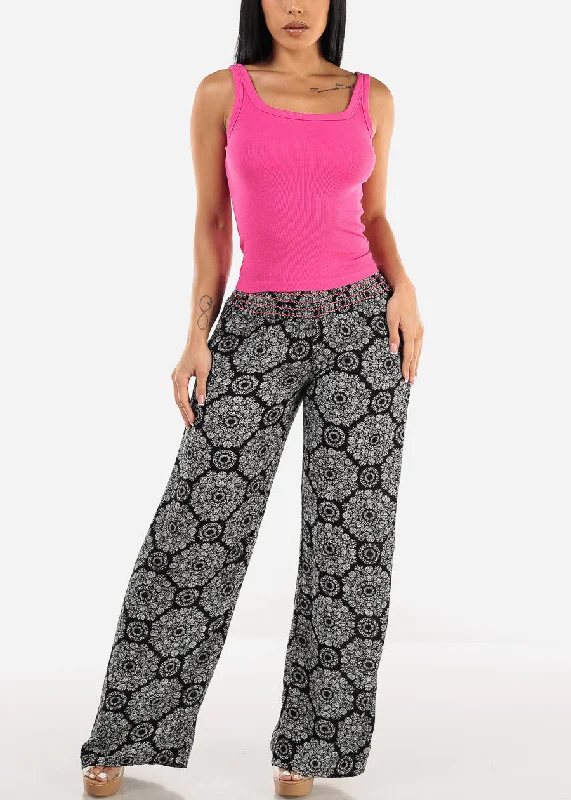 boho-smocked-waist-floral-palazzo-pants-black-v14357zastblk