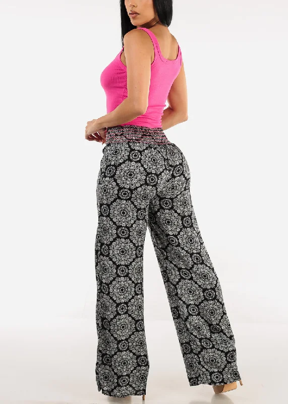 boho-smocked-waist-floral-palazzo-pants-black-v14357zastblk