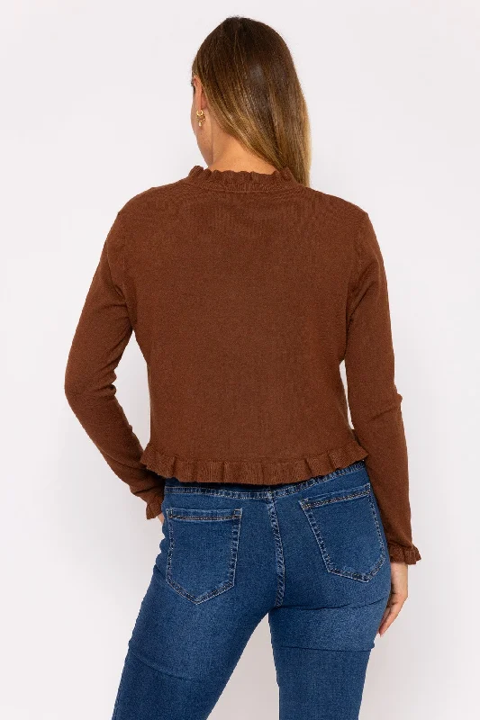 brown-ruffle-cardigan