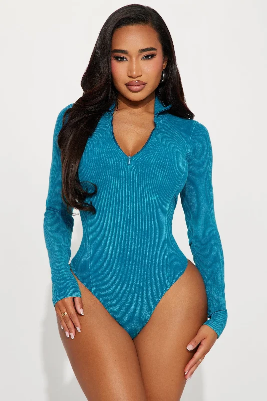 Came Out To Play Ribbed Bodysuit - Teal