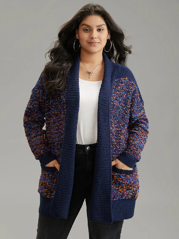 Colour Heather Patchwork Loose Cardigan