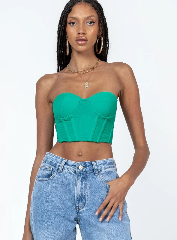 Endless Love Mesh Corset Top Green