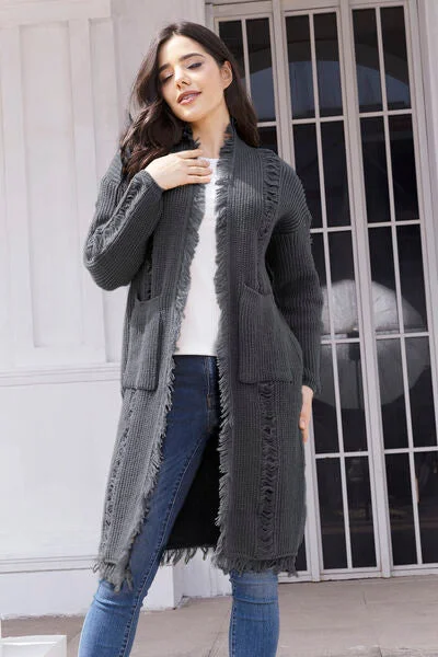 fringe-trim-open-front-cardigan-with-pockets