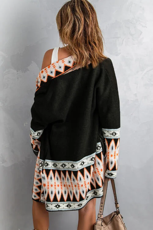 geometric-open-front-long-sleeve-cardigan